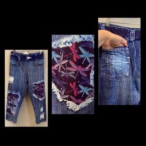 Luv21 Capris Cropped Jeggings Women’s 12-20 Distressed Denim Look